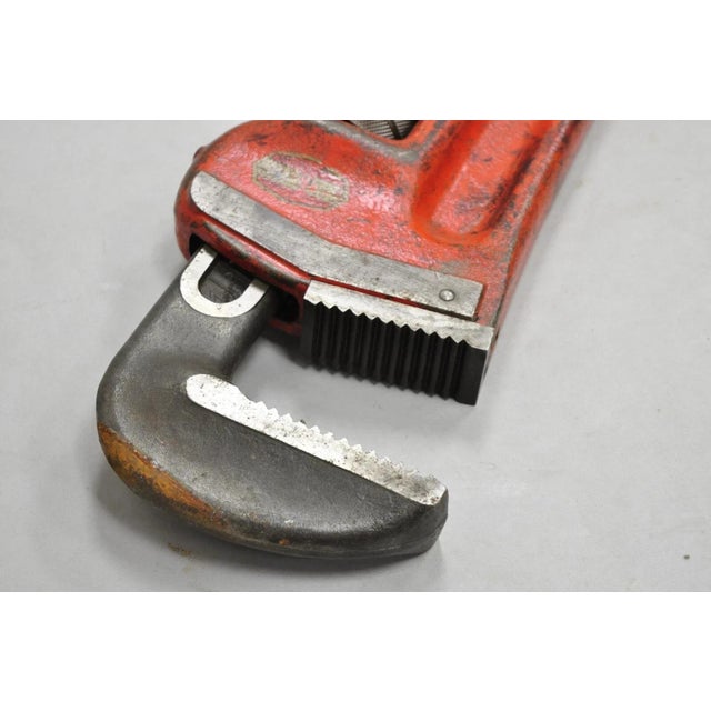 Metal Vintage Ridgid 48 Heavy Duty Straight Plumbers Pipe Wrench 48" Red Cast Iron For Sale - Image 7 of 10