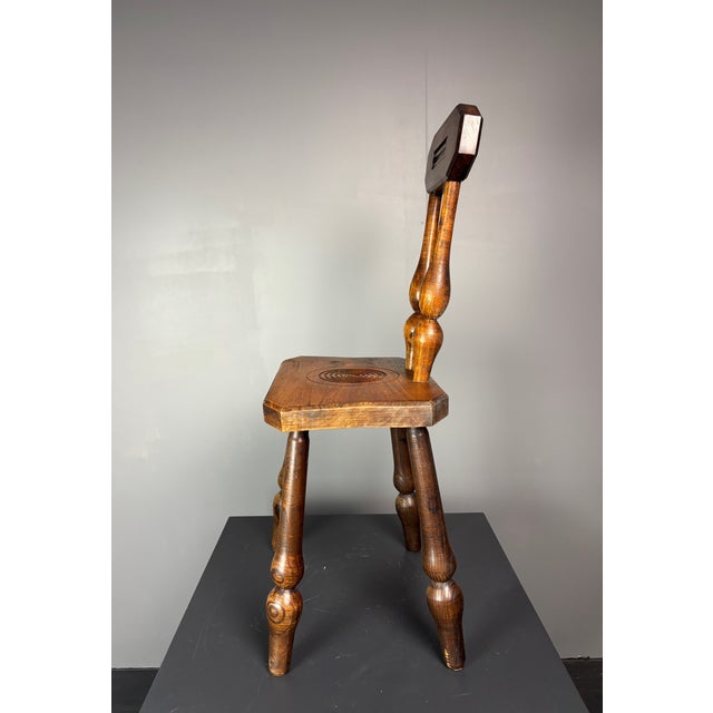 Small Mid-Century French Brutalist Modernist Side Chair in the style of Charles Dudouyt, 1950s For Sale - Image 9 of 13