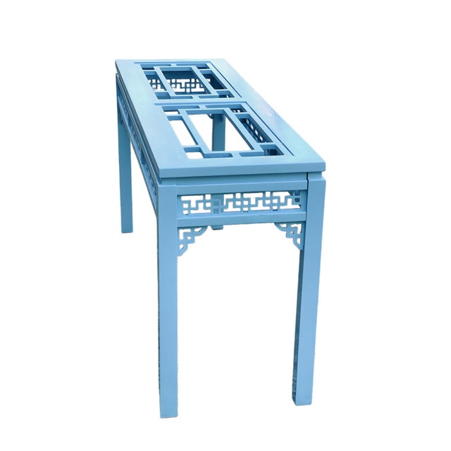 1980s Chinese Chippendale Style Fretwork Console Table For Sale In Houston - Image 6 of 14