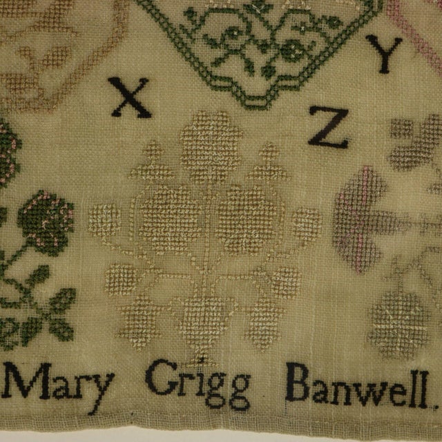 Green Antique Quaker Sampler, 1809, Mary Grigg, Banwell For Sale - Image 8 of 18