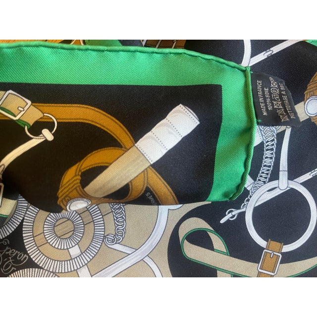 Hermès Hermès Éperon D’or 1989 Gavroche Silk Scarf Designed by Henry D’Origny For Sale - Image 4 of 10