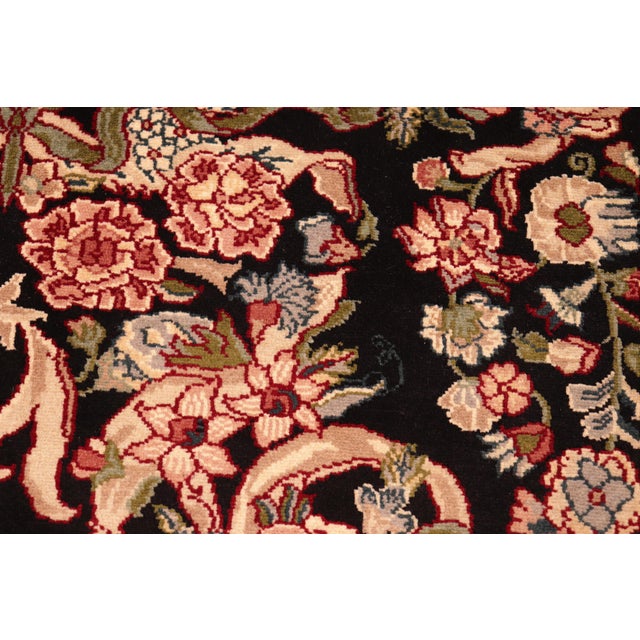 Shabby Chic 1990's Pak-Persian Black/Pink Wool Rug - 6'2'' X 9'2'' For Sale In New York - Image 6 of 9