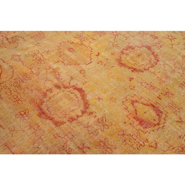 Textile 19th. C. Turkish Oushak Wool Rug in Tan With Allover Floral Design For Sale - Image 7 of 9