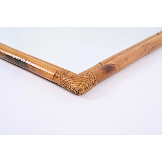 Italian Arch Gilt Mirror with Double Bamboo and Rattan Frame, Italy, 1970s For Sale - Image 9 of 18