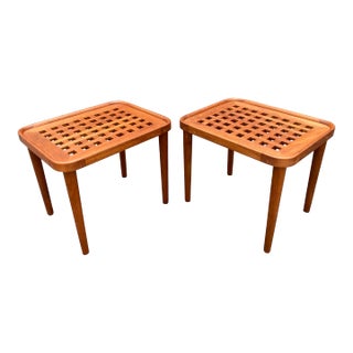 1970s Pair of Danish Solid Teak Side Tables For Sale