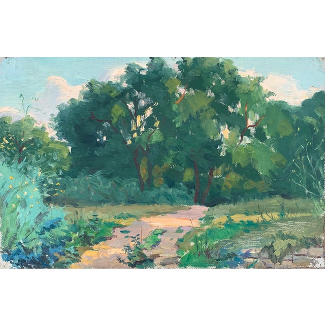 Forest Landscape Oil Painting, Ukrainian Soviet Art, 1966 25-39 For Sale