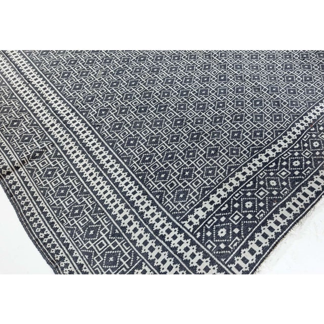 Textile High-quality Antique Indian Gray, White Handmade Cotton Agra For Sale - Image 7 of 9
