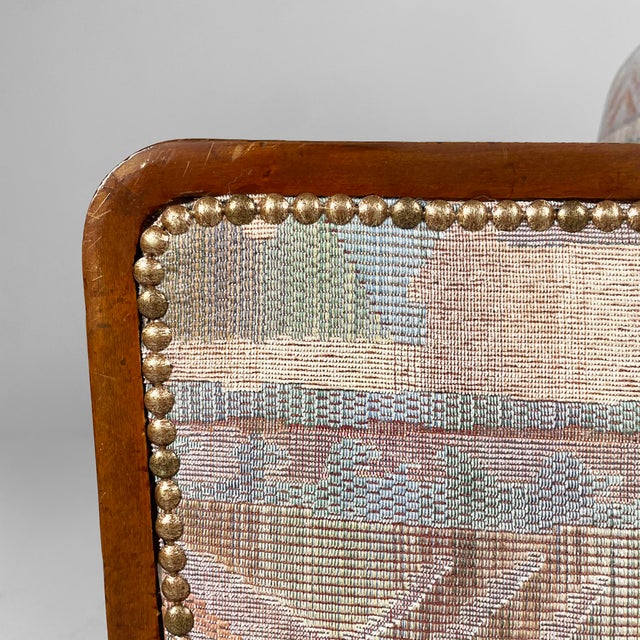 Art Deco Italian Sofa in Fabric with Geometric Pattern and Wood, 1930s For Sale - Image 11 of 16