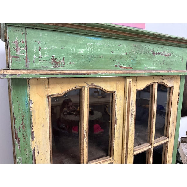 19th Century Painted Jelly Cupboard With Glass Doors and Original Patina For Sale - Image 12 of 16