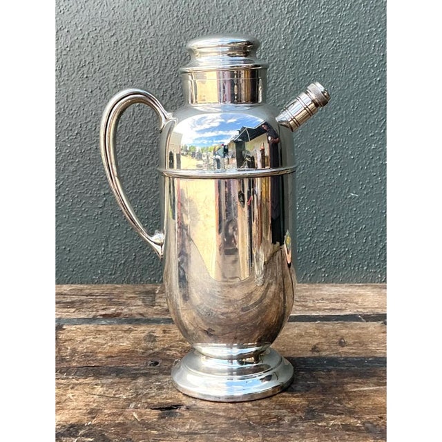 Vintage Art Deco Silver Plate Cocktail Pitcher For Sale - Image 10 of 12