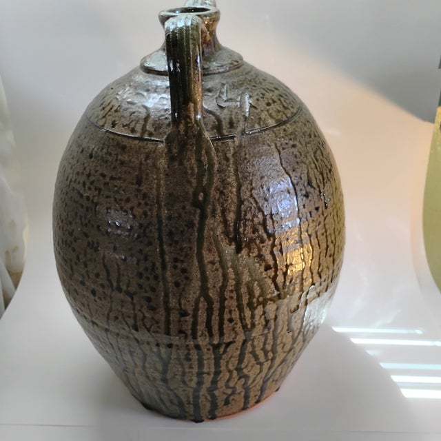 2010s Michael Crocker Alkaline Glazed 4 Gal Double Handled Jug For Sale - Image 5 of 9