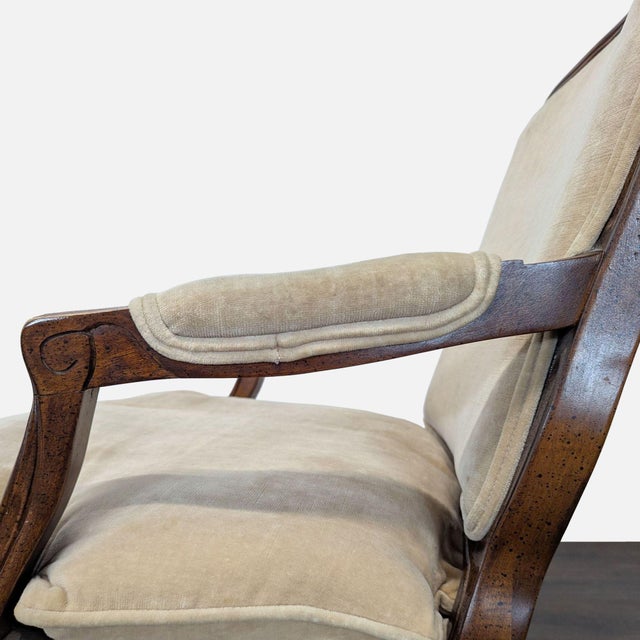 Louis XV Style Carved Wood Velvet Fauteuil Armchair For Sale In San Francisco - Image 6 of 11