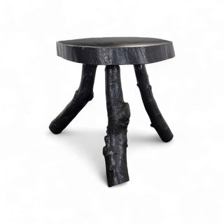 Brutalist Side Table in Blackened Wood For Sale