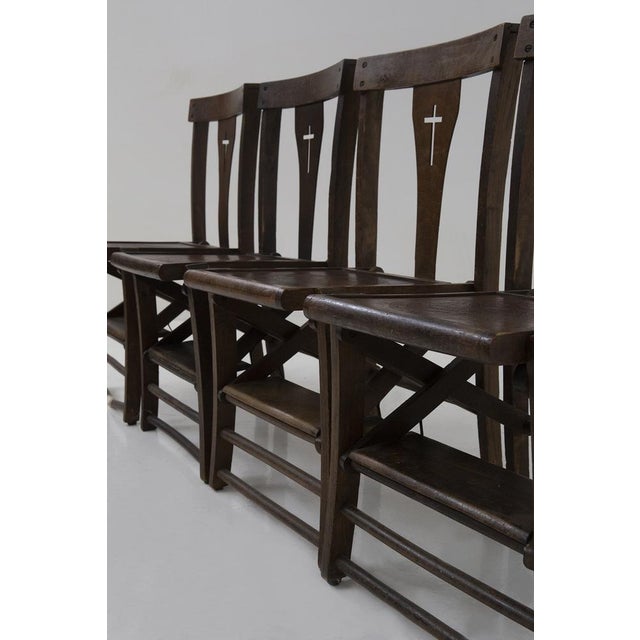 Vintage Italian Ecclesiastical Chairs with Kneeler, 1940s, Set of 4 For Sale - Image 3 of 17