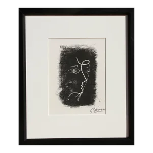 Profil de Femme from Souvenirs de Portraits d'Artistes. Jacques Prévert: Le Coeur à l'ouvrage (M.25), Georges Braque Lithograph