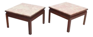 Mid-Century Modern Marble-Top Low End Tables - a Pair