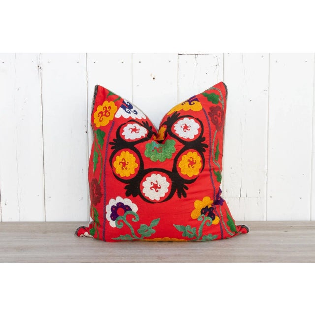 Amira Large Vintage Suzani Pillow For Sale - Image 9 of 9