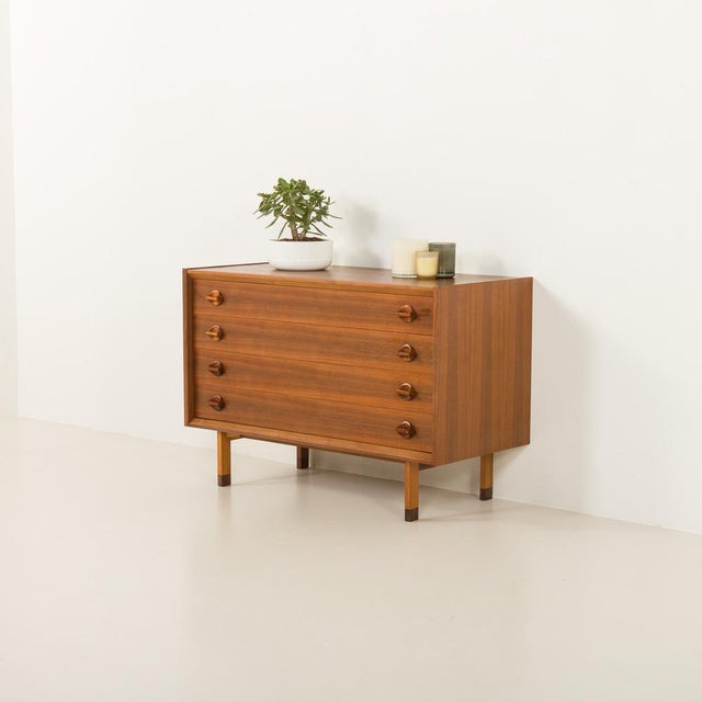Mid-Century Italian Wide Walnut Chest of Drawers with Sculptural Handles, 1960s For Sale - Image 12 of 14