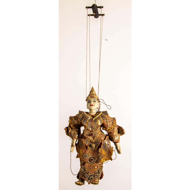 1950s Asian Handcrafted Wood Burmese String Opera Marionette Wall Decor For Sale - Image 4 of 17