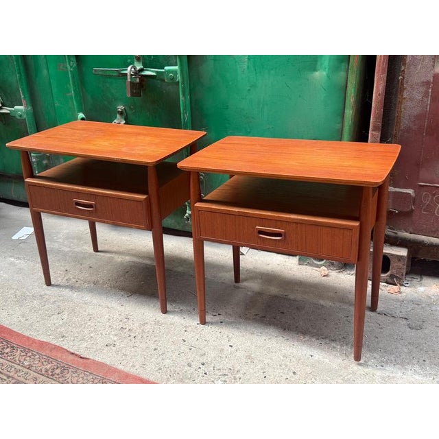 Pair of Gunni Omann Teak Nightstands for Omann Jun Møbelfabrik, Denmark, 1960s A beautifully crafted pair of Danish Modern...