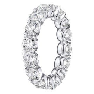 4.40 Carat Brilliant Round Diamond Wedding Eternity Band Set in 14K White Gold, Size 5.5 For Sale