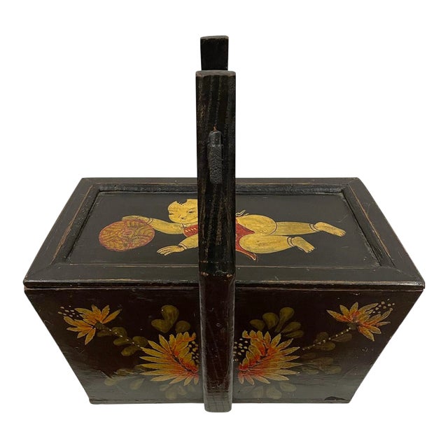 Antique, Chinese Hand Painted Meal Delivery and Lunch Box For Sale