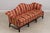 Chinese Vintage Camelback Damask Upholstered Sofa For Sale - Image 3 of 16