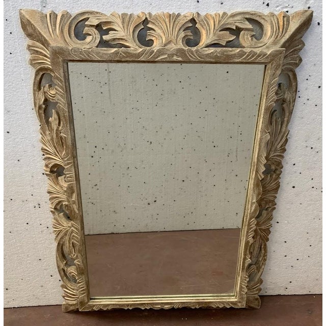 Goldenrod Carved and Openwork Patinated Wooden Mirror, 1900s For Sale - Image 8 of 8