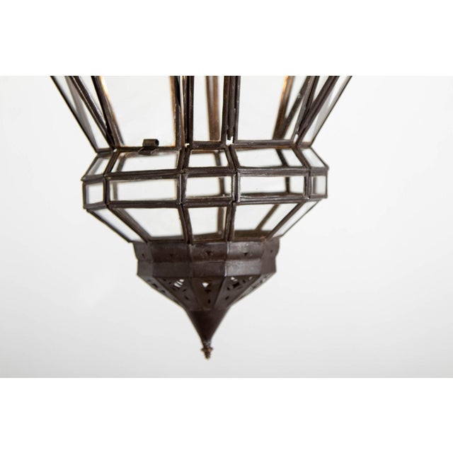 Late 20th Century Moroccan Clear Glass Lantern in Moorish Style For Sale - Image 5 of 12
