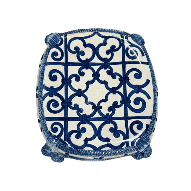 Italian Made Crafted Ceramic Pillow Stack Stools For Sale - Image 4 of 5