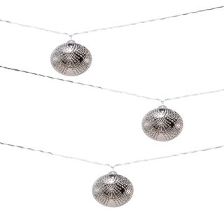 Marrakesh Metal Outdoor Solar Powered String Lights in Silver Droplet For Sale