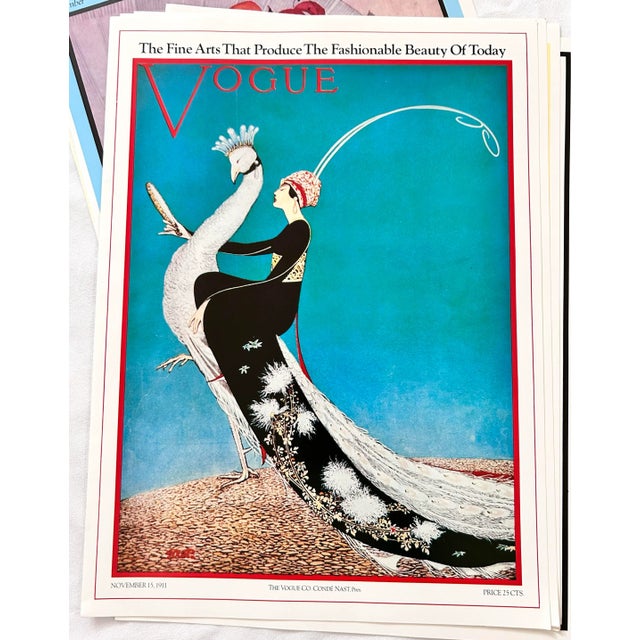 Vintage Vogue Magazine Cover Fashion Illustration Prints – Set of 11 For Sale - Image 9 of 12