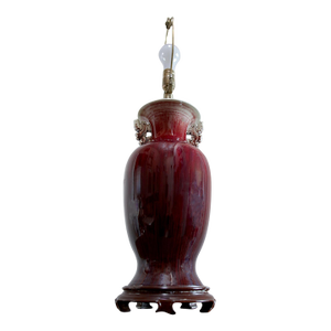 19th Century Exceptional Sang de Boeuf Ox Blood Table Lamp, Decorative Handles