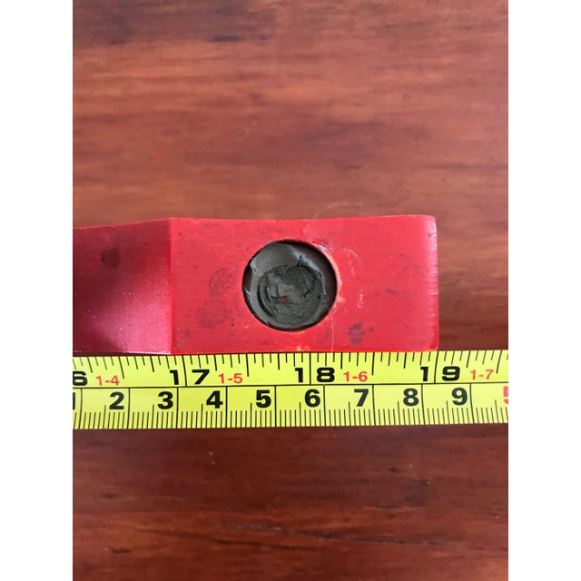 Mid 20th Century Vintage Wood Swedish Red Rosemaling Candelabra/ Taper Candle Holder For Sale - Image 5 of 9