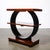 Art Deco Machine Age 3-Tier Walnut Side Table W/ Black Lacquer Round Support For Sale - Image 11 of 14