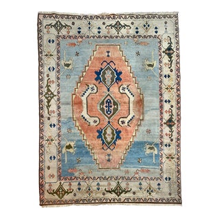 Large Vintage Turkish Kars Persian Handwoven Kilim Rug 1950s For Sale