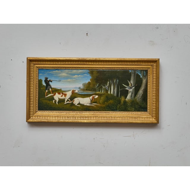 19th Century 19th Century English Painting of Hunting Scene with Pointer Dogs and Sportsman in Landscape For Sale - Image 5 of 12