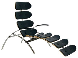 Mid-Century Bauhaus Lounge Chair in Black Leather, 1980s