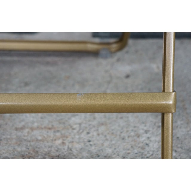 Metal Mid 20th Century A. Fritz + Co Mid Century Gold Frame & Green Velvet Metal Folding Chairs Modern For Sale - Image 7 of 16