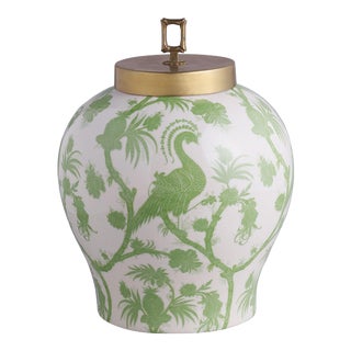 Scalamandre Maison by Port 68 Balinese Peacock Green Jar For Sale