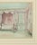 Charming hand-colour print depicting an elegant French lady's day bed & sitting room with fireplace in a gilt frame!
