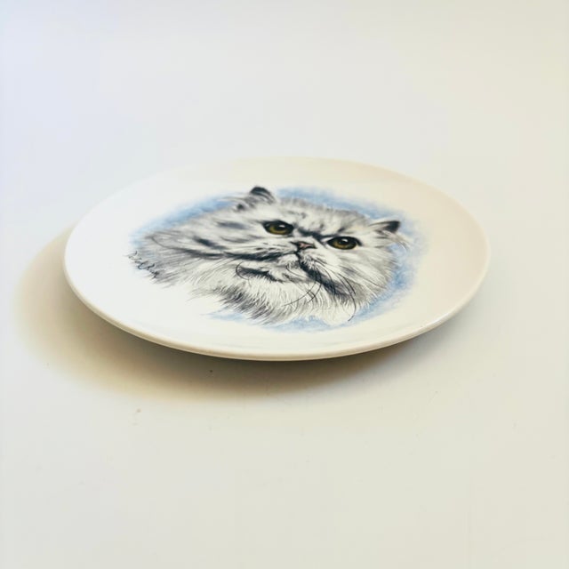 Mid-Century Modern Vintage Ceramic Cat Plate by Poole, England For Sale - Image 3 of 7