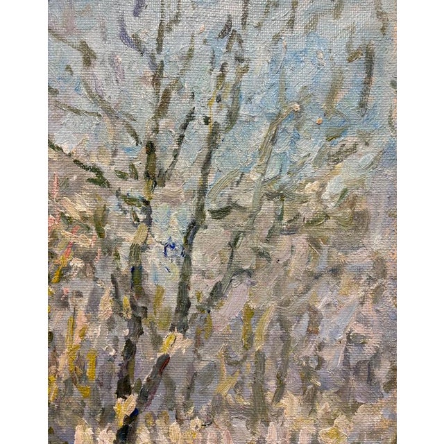 1990s Georgij Moroz, Snowy Landscape Landscape and House Immersed in the Snow, 1990s, Oil on Canvas For Sale - Image 5 of 8