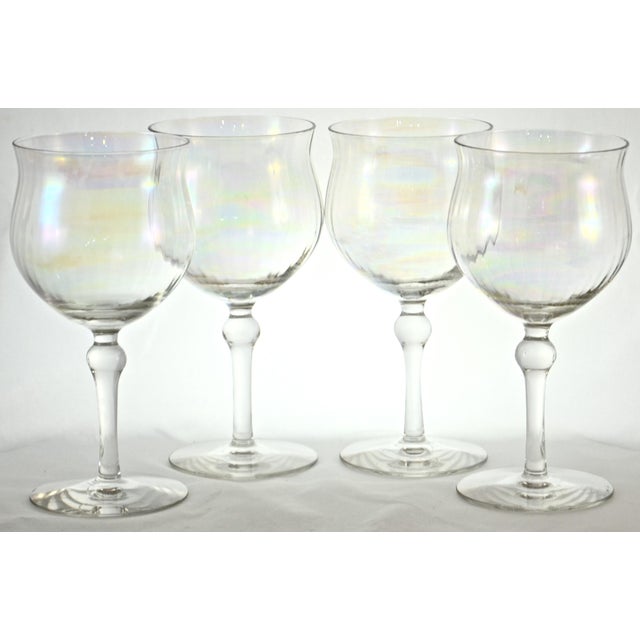 Iridescent Optic Crystal Stemmed Wine Glasses Set of 4 Chairish