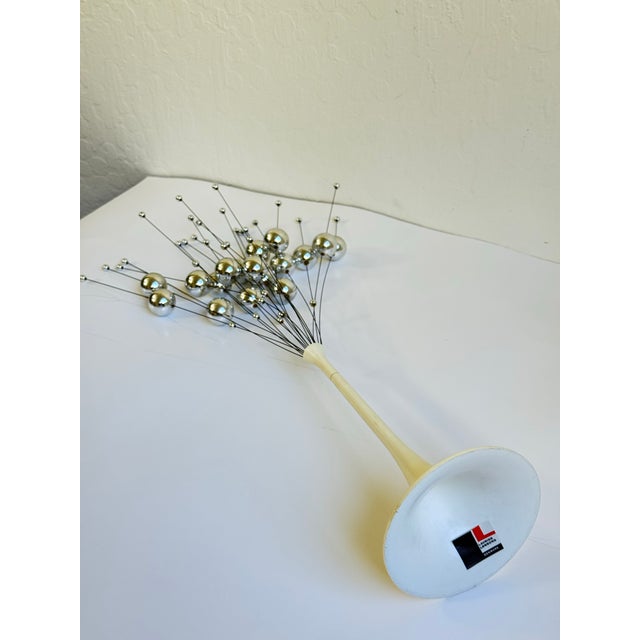 White 1960s Danish Modern Laurids Lønborg Silver Kinetic Ball Sculpture With Rare White Base For Sale - Image 8 of 12