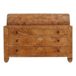 Italian Burlwood Jewelry Chest with Three Drawers, 1960s For Sale