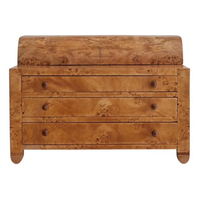 Italian Burlwood Jewelry Chest with Three Drawers, 1960s For Sale