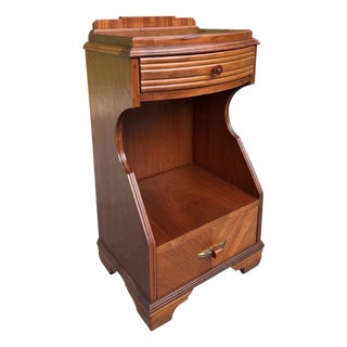 Vintage Art Deco Walnut Nightstand With Ribbed Drawer Front For Sale