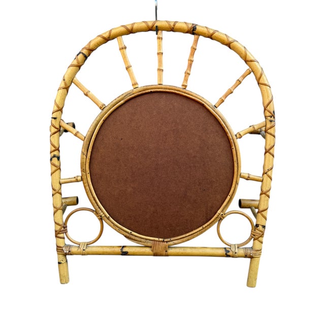 Vintage French Rotin Coat Rack Mirror, 1960s For Sale - Image 10 of 13