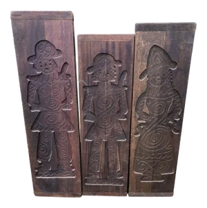 Vintage Carved Wood Gingerbread Molds -Set of 3